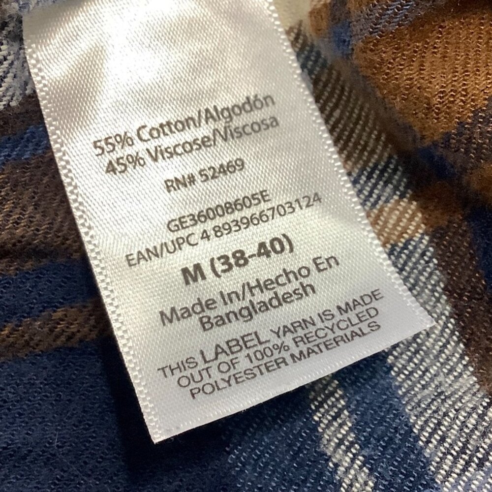 Mens Brown Plaid Flannel Shirt George Med (38-40) Long Sleeve - Picture 6 of 7